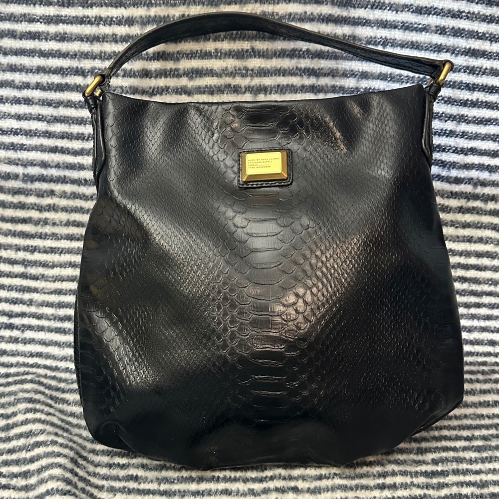 Marc By Marc Jacobs Black Python Embossed Leather… - image 2